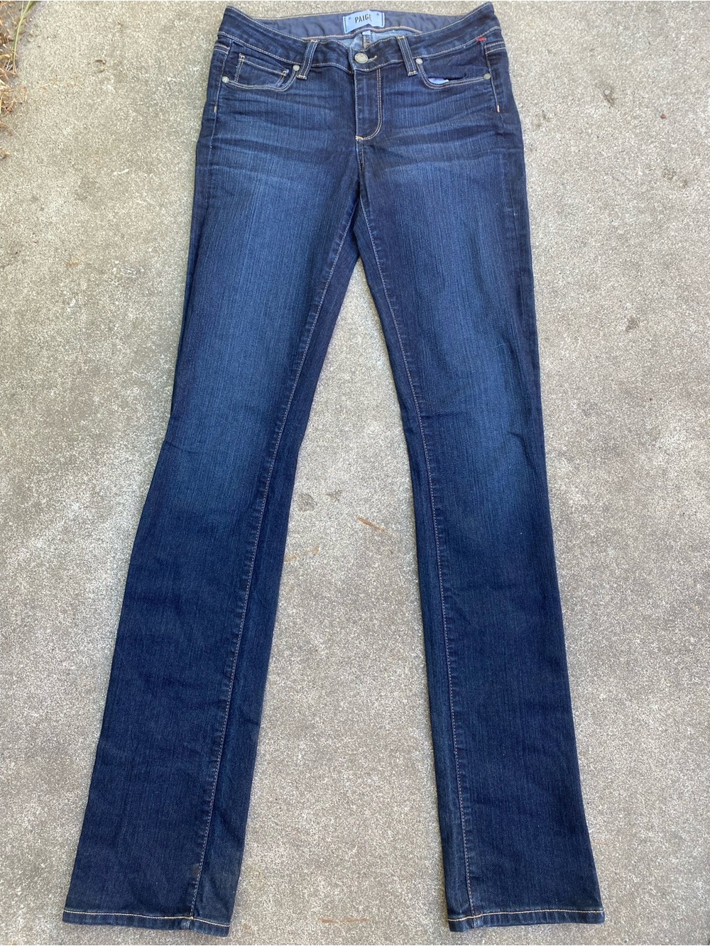 PAIGE Denim Women's Dark Wash Straight Leg Jeans Size 28 Blue Stretch